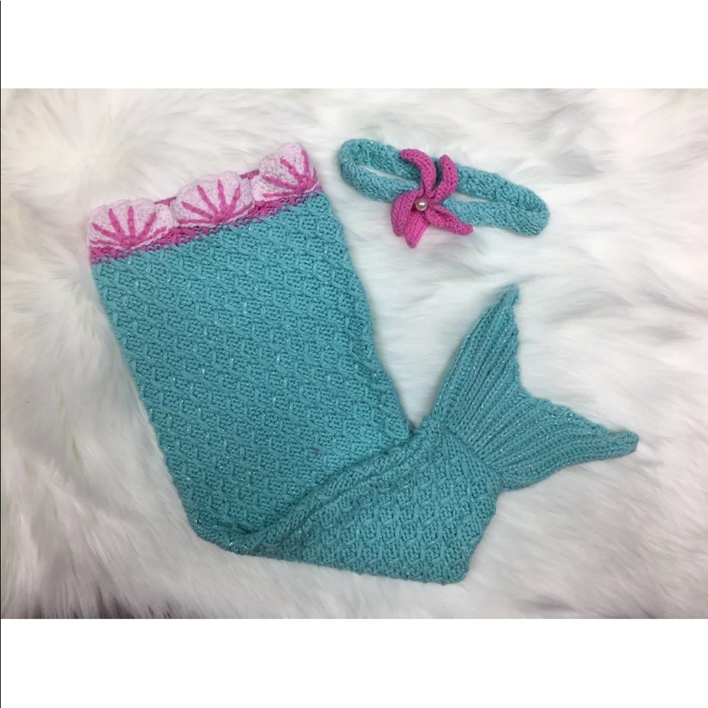 Infant Mermaid Tail & Matching Headband O/S